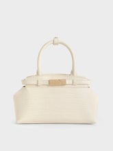 Charles & Ke*th -  Aurelia Croc-Effect Metallic-Accent Elongated Tote - Cream